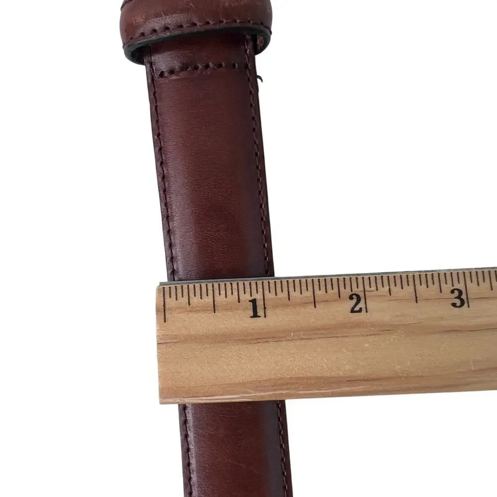 Genuine Leather Dress Belt Solid Brass Buckle Brown Classic Casual Men's 38W